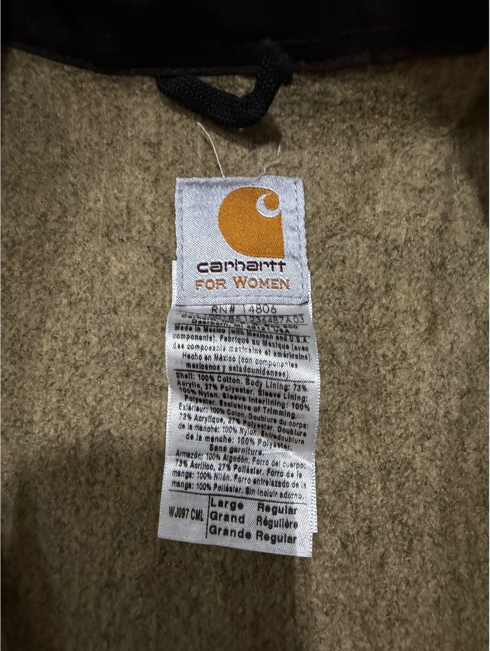 Vintage Carhartt WJ097 CML Women's Detroit Jacket Camel Tan Size Large - Picture 3 of 7